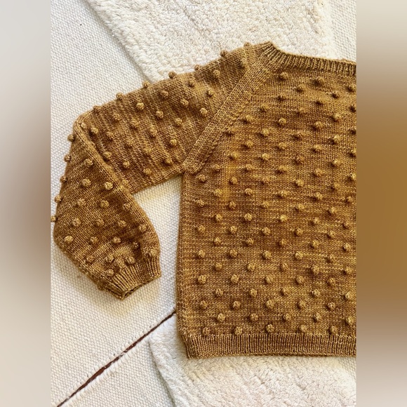 Misha & Puff Wool Bronze Brown Spun Gold Rose Popcorn Mock Neck Sweater PCP 7-8y - Picture 3 of 12